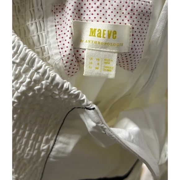 Maeve x Anthropologie Retro Strawberry White Midi Halter Dress, Size 6 - Picture 7 of 8